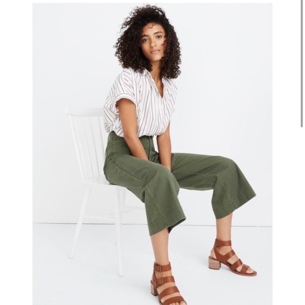 MADEWELL Olive Green Wide Leg Emmet Crop Pant Size 25.
